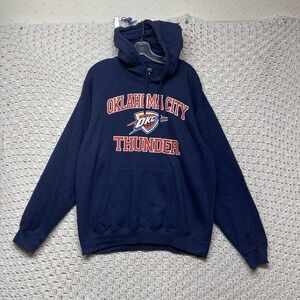 Oklahoma City Thunder NBA Hoodie Mens Sz L Navy Blue OKC Pullover 100%Cotton